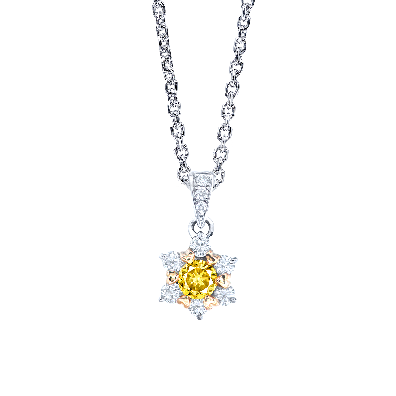 GIA  黃鑽墜鍊 0.23 克拉
Fancy Deep Yellow Colored 
Diamond and Diamond Necklace