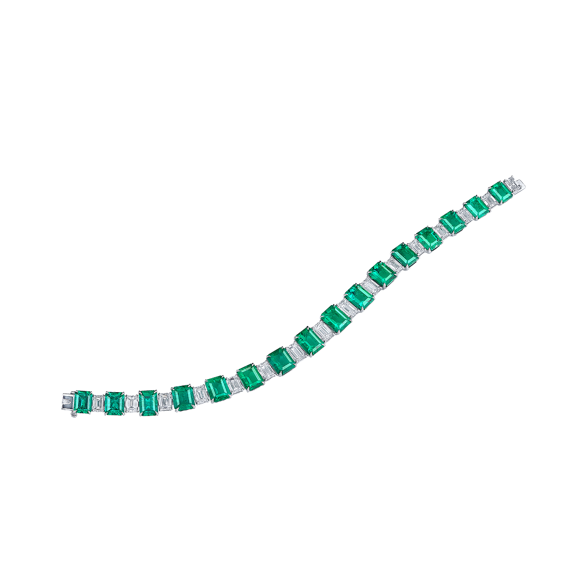 18.99 克拉 哥倫比亞天然無浸油艷彩祖母綠鑽石手鍊
Colombian Vivid Green Emerald 
and Diamond Bracelet